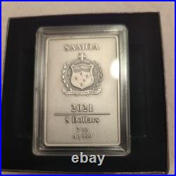 Havana 2 oz Silver Coin Bar Antique Splash of Color Samoa 2021