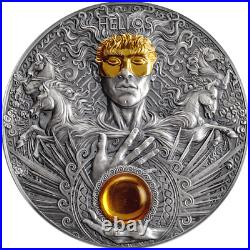 Helios Divine Faces of the Sun 3 oz Antique finish Silver Coin 5$ Niue 2022