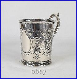 Hyde & Goodrich New Orleans Southern Coin Silver Hand Chased Cup Mug