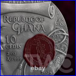 Immortal Glory 2 oz Antique finish Silver Coin 10 Cedis Republic of Ghana 2025