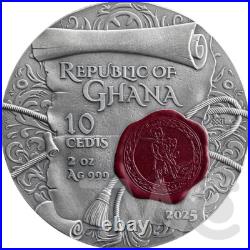 Immortal Glory 2 oz Antique finish Silver Coin 10 Cedis Republic of Ghana 2025