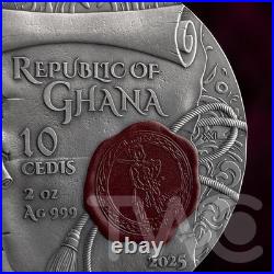 Immortal Glory 2 oz Antique finish Silver Coin 10 cedis Ghana 2025 Immortal Glory 2 oz Antique finish Silver Coin 10 cedis Ghana 2025