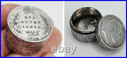 Important Rare Antique Novelty Solid Silver Rupee Coin Screw Lidded Snuff Box