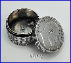 Important Rare Antique Novelty Solid Silver Rupee Coin Screw Lidded Snuff Box
