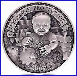 Inflation Protection BABY Chad 1 oz. 999 Silver High Relief Coin Antiqued 2022