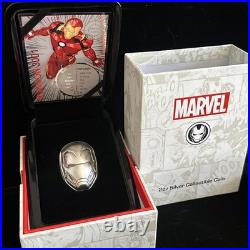 Iron Man Mask Marvel Icon Series 2019 2 Oz. 999 Antiqued Silver Coin Fiji