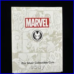 Iron Man Mask Marvel Icon Series 2019 2 Oz. 999 Antiqued Silver Coin Fiji