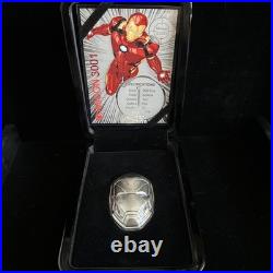 Iron Man Mask Marvel Icon Series 2019 2 Oz. 999 Antiqued Silver Coin Fiji