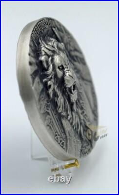 Ivory Coast 2023 Predators Lion 3 oz UltraHigh Relief Antique finish Silver Coin