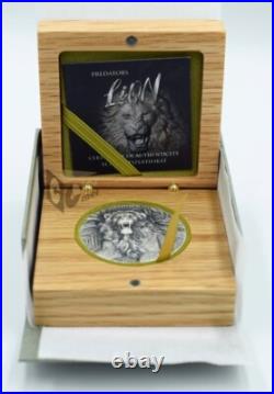 Ivory Coast 2023 Predators Lion 3 oz UltraHigh Relief Antique finish Silver Coin