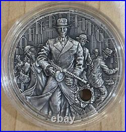 JOHN DILLINGER The Gangsters 2 oz Silver Antiqued 2022 Niue COA & Coin # MATCHED