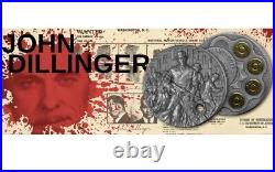 JOHN DILLINGER The Gangsters 2 oz Silver Antiqued 2022 Niue COA & Coin # MATCHED