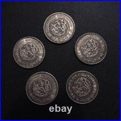 Japanese Trade Silver Coin 5-piece R2 1 Yen Old Japanese Currency