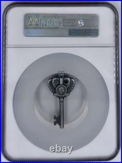 Key To My Kingdom 2023 Cook Is $5 1 Oz. 999 Silver Key Shape NGC MS 70 Antiqued