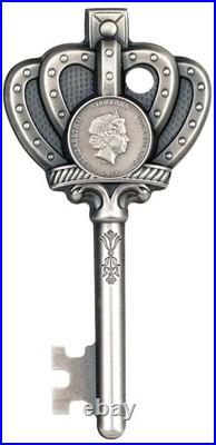 Key To My Kingdom 2023 Cook Is $5 1 Oz. 999 Silver Key Shape NGC MS 70 Antiqued