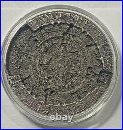 Komsco South Korean Mint, Aztec Sun Calender, Stackable 2 ozt. 999 Silver