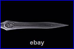 Korea The Sword of St. Gabriel Shaped 2.5 oz. 999 Silver Bar Antiqued in CAPSULE