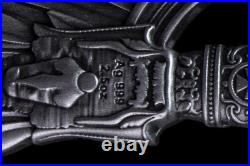 Korea The Sword of St. Gabriel Shaped 2.5 oz. 999 Silver Bar Antiqued in CAPSULE