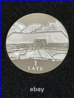 Latvia 1 Lats 2000. Earth. Silver With Certificate In Plastic Capsule And Box