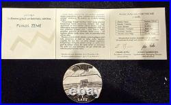 Latvia 1 Lats 2000. Earth. Silver With Certificate In Plastic Capsule And Box
