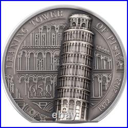 Leaning Tower of Pisa 2 oz silver coin antiqued CI 2022