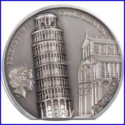 Leaning Tower of Pisa 2 oz silver coin antiqued CI 2022