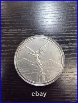 Libertad 2018 5 oz Silver Antique Finish Coin in Capsule Mexico Back Spot