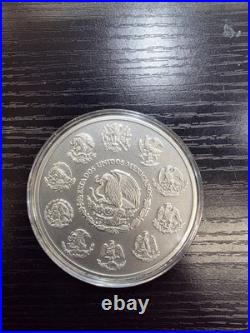 Libertad 2018 5 oz Silver Antique Finish Coin in Capsule Mexico Back Spot