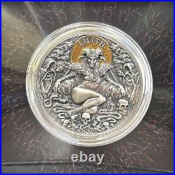 Lilith 2 oz Antique finish Silver Coin 2000 Francs CFA Cameroon 2022