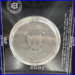 Lilith 2 oz Antique finish Silver Coin 2000 Francs CFA Cameroon 2022