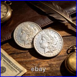 Lot of 2 Coins, Morgan Dollar, 1900 Year, O and S Mint, 0.9 Silver