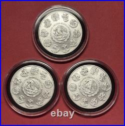 (Lot of 3) 2023 Mexico 1 Onza SiIver Libertad 1 oz 999 Fine SiIver BU in capsule