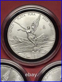(Lot of 3) 2023 Mexico 1 Onza SiIver Libertad 1 oz 999 Fine SiIver BU in capsule