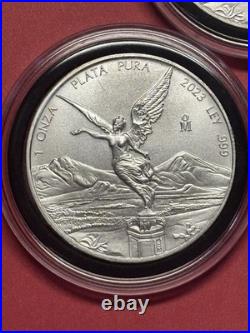 (Lot of 3) 2023 Mexico 1 Onza SiIver Libertad 1 oz 999 Fine SiIver BU in capsule