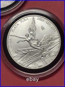 (Lot of 3) 2023 Mexico 1 Onza SiIver Libertad 1 oz 999 Fine SiIver BU in capsule