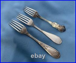 Lot of 3 Forks Sterling & Coin Silver 1 Dinner, 2 Salad Mono 161 Grams