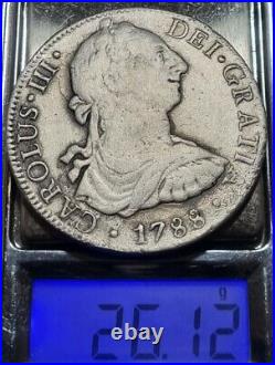 MEXICO 1788 FM 8 REALES ANTIQUE SILVER COIN SPAIN COLONY 8R SILVER PIECE 26.12g