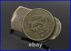 MEXICO 925 Sterling Silver Vintage Antique Mexican Coin Money Clip TR1744