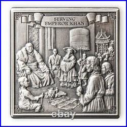Marco Polo's Travels 1 kilo Antique finish Silver Coin 10 Pounds Gibraltar 2021