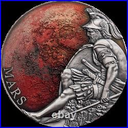 Mars Planets and Gods 3 oz Antique finish Silver Coin CFA Cameroon 2020