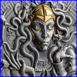 Medusa The Great Greek Mythology 2 oz Antique finish Silver Coin Cameroon 2023
