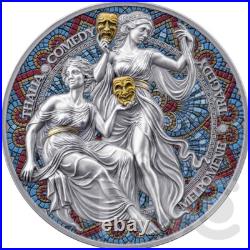Melpomene & Thalia The Nine Muses 2 oz Antique finish Silver Coin Cameroon 2025 Melpomene & Thalia The Nine Muses 2 oz Antique finish Silver Coin Cameroon 2025