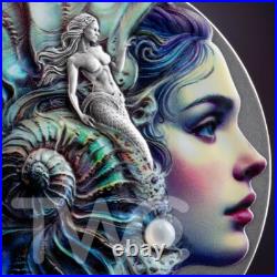 Mermaid Nature Spirits 2 oz Antique finish Silver Coin CFA Cameroon 2025