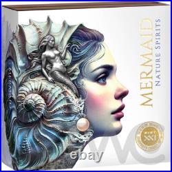 Mermaid Nature Spirits 2 oz Antique finish Silver Coin CFA Cameroon 2025