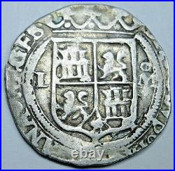 Mexico 1500's Silver 1 Reales Carlos & Johanna Old Antique 16th Century Cob Coin