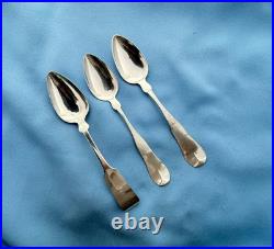 Mixed Lot Coin Silver 3 Soup or Desert Spoons Mixed Makers Mono 7 Inch 68 Grams