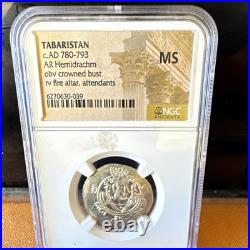 NGC Ancients MS Tabaristan AR Silver Hemidrachm Coin c. AD 780-793