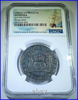 NGC Reygersdahl Shipwreck 1742 Mexico Silver 4 Reales Antique 1700's Pirate Coin