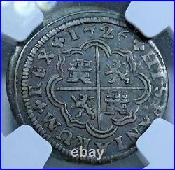 NGC VF-30 1726 Spanish Silver 1 Reales Genuine Antique 1700's Pirate Cross Coin