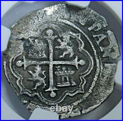 NGC VF Details 1500's Spanish Silver 1 Reales Antique Colonial Pirate Cob Coin